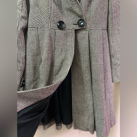 ⚫️ BOGO Ben Sherman Plaid Women's Wool Coat size small missing button - Picture 4 of 10